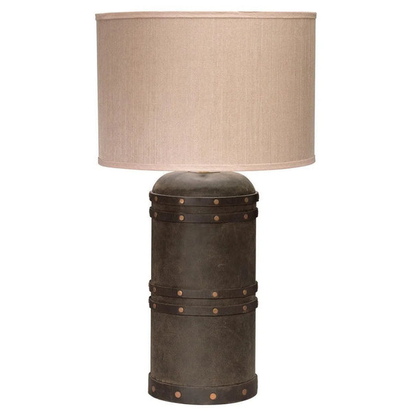 Brown Leather Barrel Table Lamp Table Lamps LOOMLAN By Jamie Young