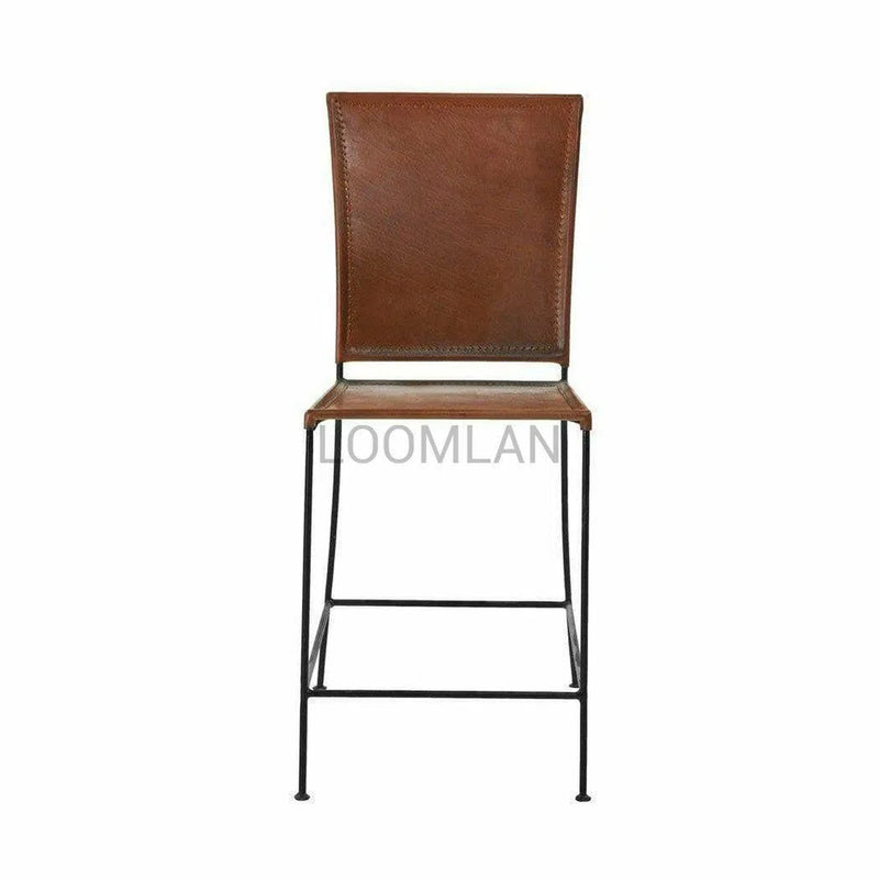 Brown Leather Dining Counter Height Chair Minimalist Crush Counter Stools LOOMLAN By LOOMLAN