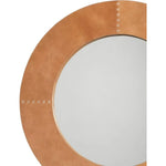 Brown Leather Round Cross Stitch Wall Mirror