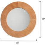 Brown Leather Round Cross Stitch Wall Mirror