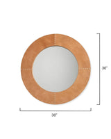 Brown Leather Round Cross Stitch Wall Mirror Wall Mirrors LOOMLAN By Jamie Young