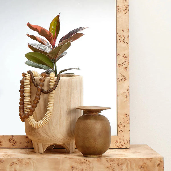 Brown Paulownia Wood Canyon Wooden Vase Vases & Jars LOOMLAN By Jamie Young