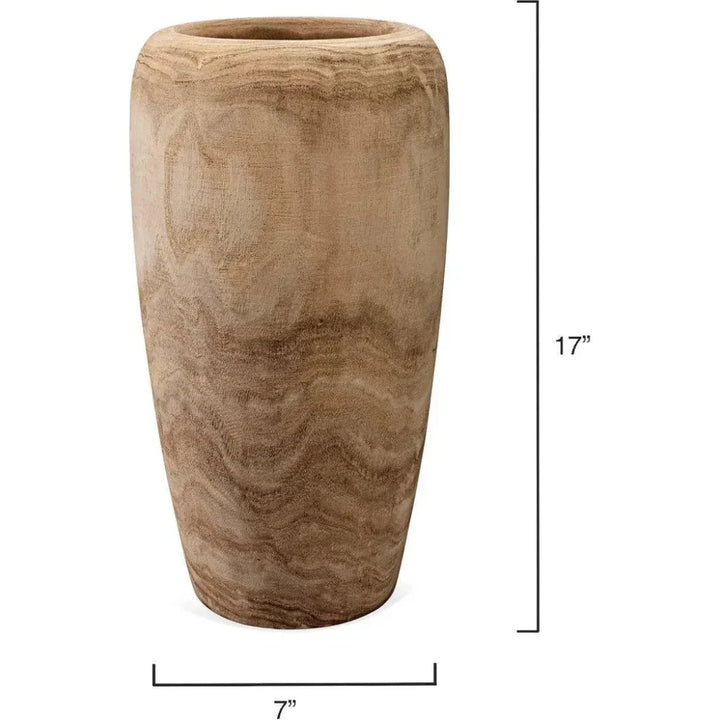 Brown Paulownia Wood Ojai Wooden Vase - LOOMLAN - Jamie Young - Vases & Jars