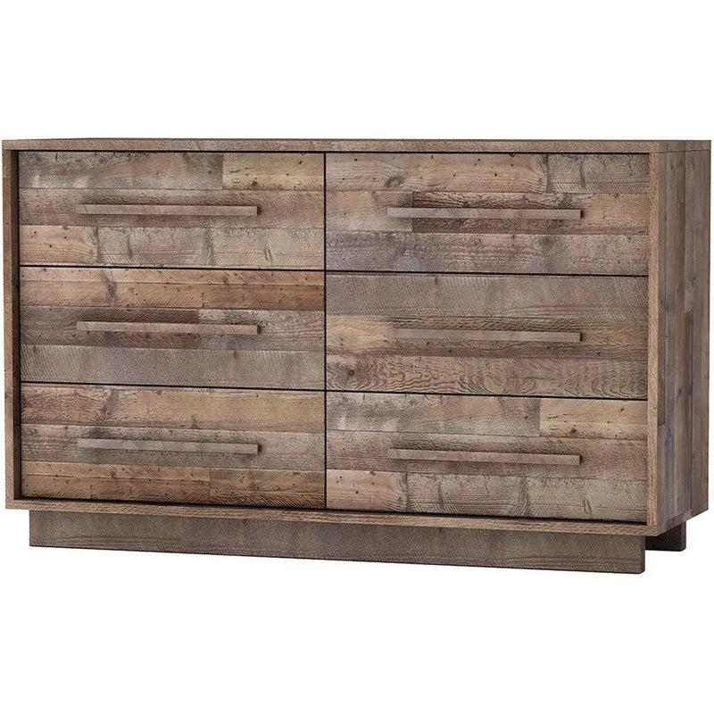 Brown Reclaimed Solid Wood Nevada 6 Drawer Dresser