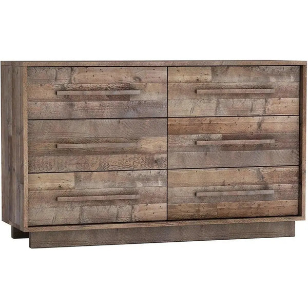 Brown Reclaimed Solid Wood Nevada 6 Drawer Dresser