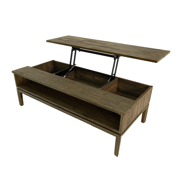 Brown Rectangle Coffee Table Lift Top and Storage Coffee Tables LOOMLAN By LHIMPORTS