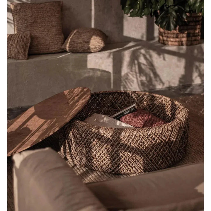 Brown Round Coffee Table Storage Wood Wood Base - LOOMLAN - LH Imports - Coffee Tables