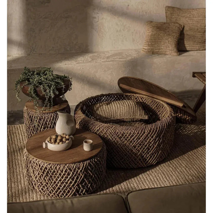 Brown Round Coffee Table Storage Wood Wood Base - LOOMLAN - LH Imports - Coffee Tables