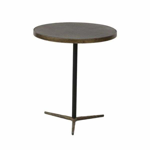 Brown Round Side Table Metal Top With Metal Frame Side Tables LOOMLAN By LHIMPORTS