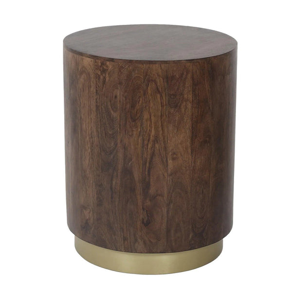 Brown Round Side Table Wood Top With Wood Base Side Tables LOOMLAN By LHIMPORTS
