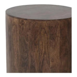 Brown Round Side Table Wood Top Wood Base