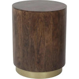 Brown Round Side Table Wood Top Wood Base