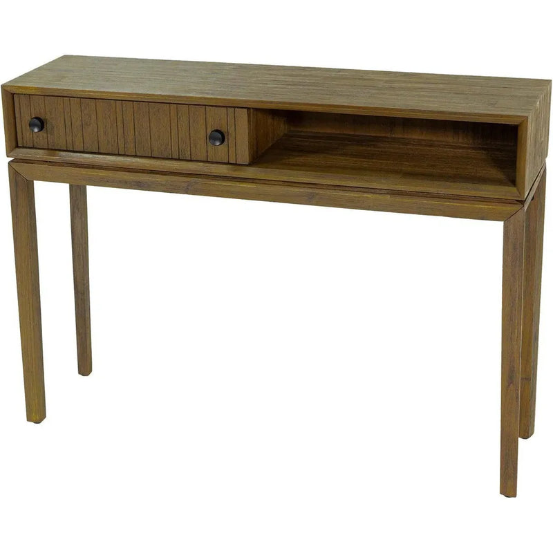 Brown Slim Console Table Drawers & Shelves