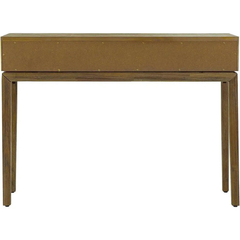 Brown Slim Console Table Drawers & Shelves