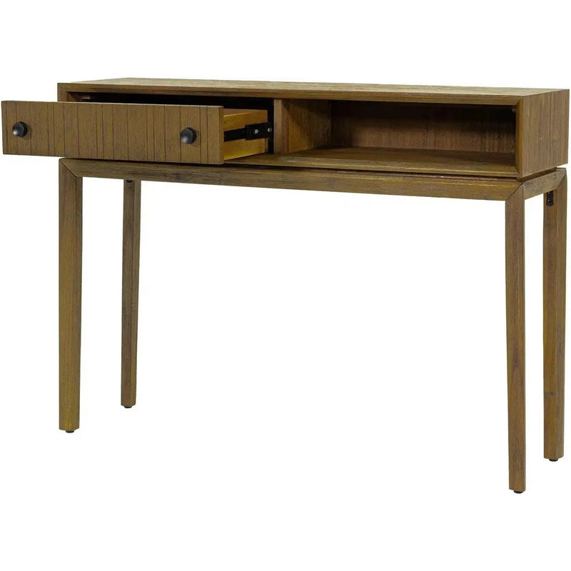 Brown Slim Console Table Drawers & Shelves