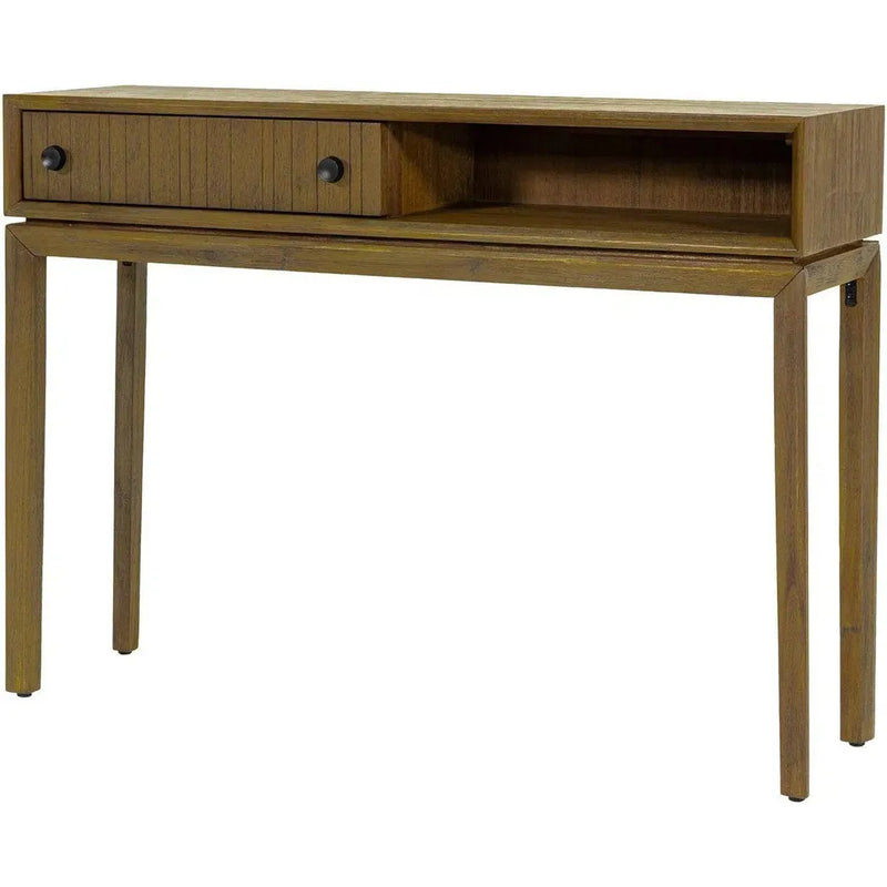 Brown Slim Console Table Drawers & Shelves