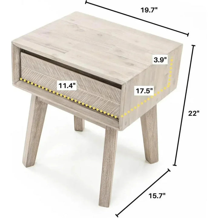 Brown Solid Wood Gia 1 Drawer Nightstand - LOOMLAN - LH Imports - Nightstands