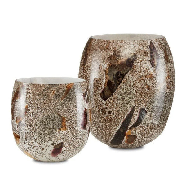 Brown Speckle Bora Speckle Vase Set of 2 Vases & Jars LOOMLAN By Currey & Co