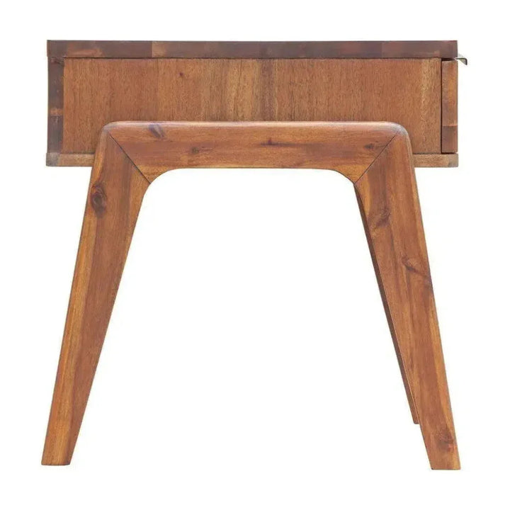 Brown Square Side Table Drawers Wood Wood Base - LOOMLAN