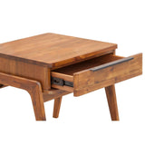 Brown Square Side Table With Drawers Wood Top With Wood Base Side Tables LOOMLAN By LHIMPORTS