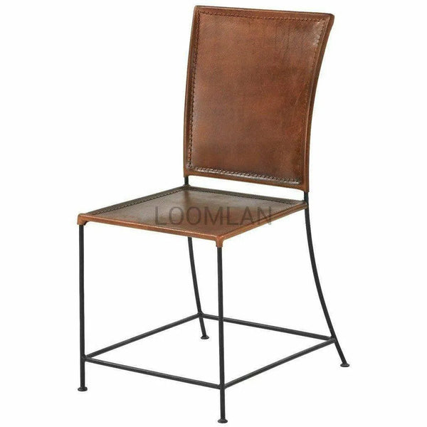Brown Top Grain Leather Dining Chair Modern Minimalist Style Dining Chairs LOOMLAN By LOOMLAN