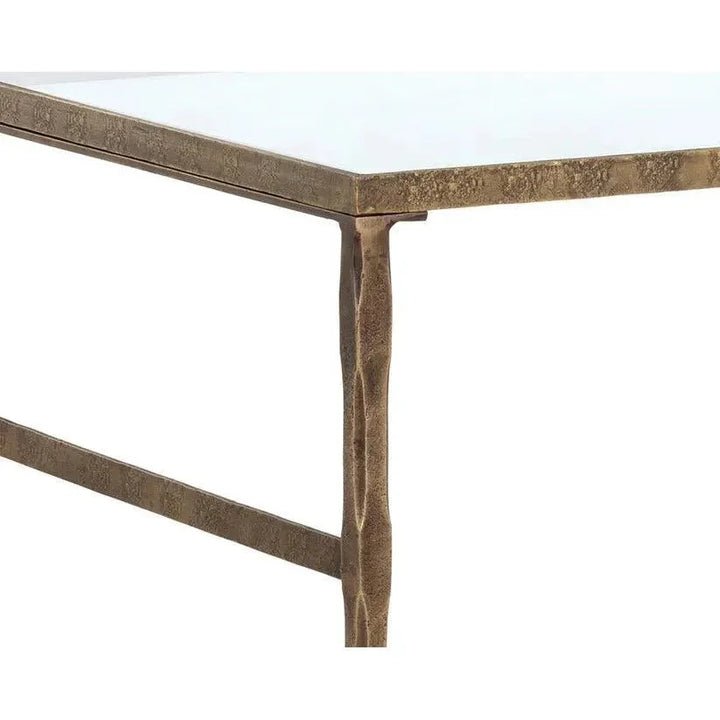52-Inch Steel & Glass Desk Antique Brass | LOOMLAN