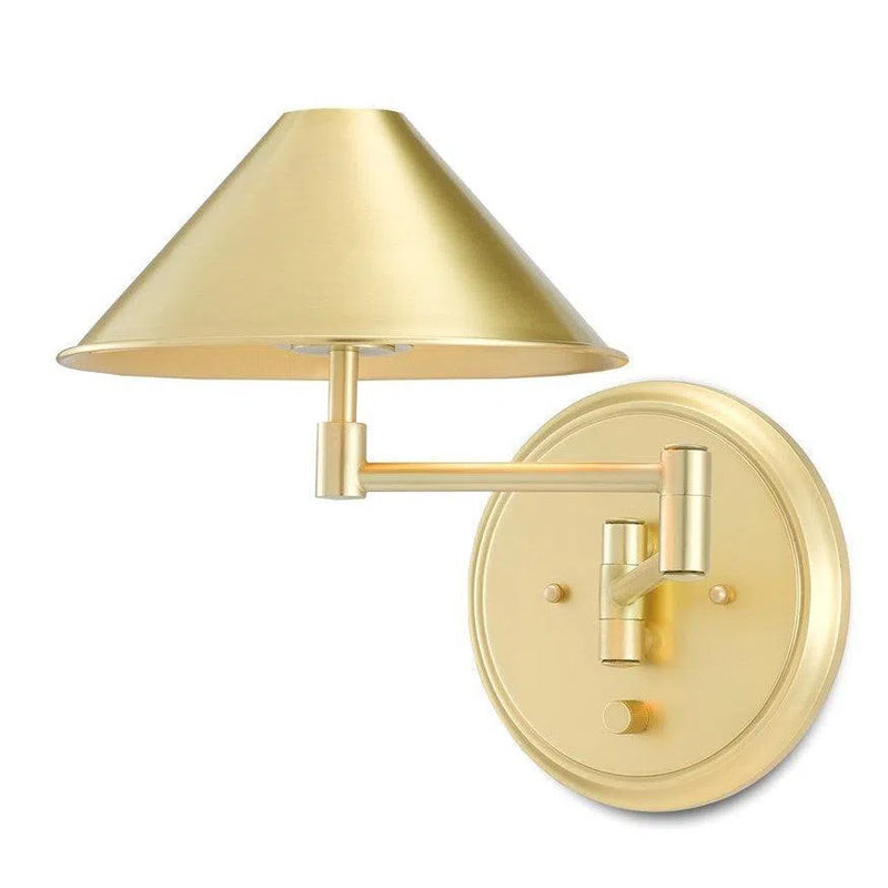 Brushed Brass Seton Swing-Arm Wall Sconce Wall Sconces LOOMLAN By Currey & Co