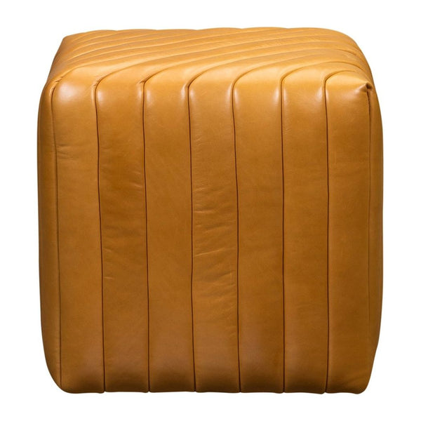 Olivia + Quinn-Bryant Leather Finish Cube Ottoman-Ottomans-Murray Camel-LOOMLAN