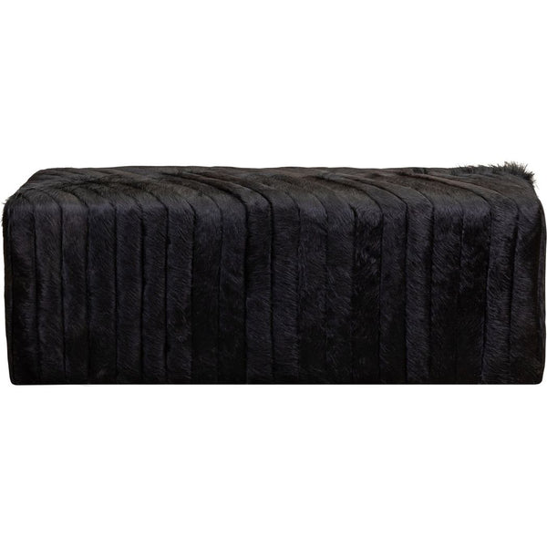 Olivia + Quinn-Bryant Leather Luxurious Bench Ottoman-Ottomans-Hair on Hide Solid Black-LOOMLAN