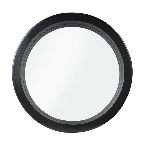 Buchanon Wood Framed Round Wall Mirror-Wall Mirrors-Furniture Classics-LOOMLAN