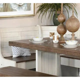 Buckskin White Corner Table Breakfast Nook Dining Set