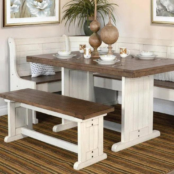 Buckskin White Corner Table Breakfast Nook Dining Set