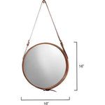 Buff Leather Round Wall Mirror - Small