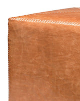 Buff Tan Leather Square Ottoman - Large Ottomans LOOMLAN By Jamie Young