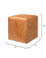 Buff Tan Leather Square Ottoman - Small Ottomans LOOMLAN By Jamie Young