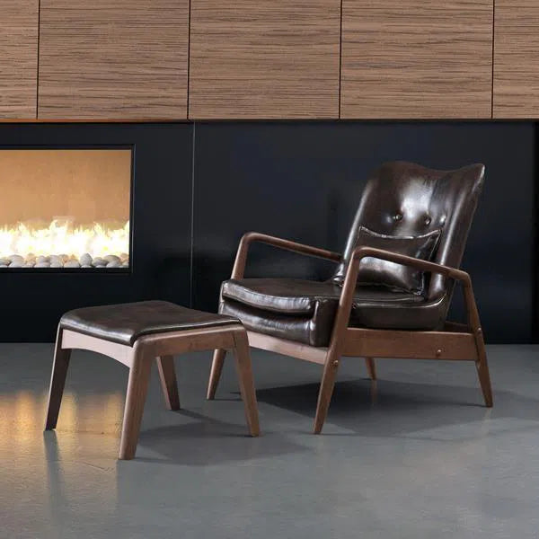 Bully Lounge Chair & Ottoman Brown Club Chairs LOOMLAN By Zuo Modern