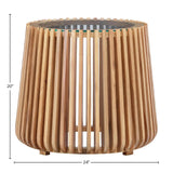 Bungalow Glass Topped Wooden Round Side Table