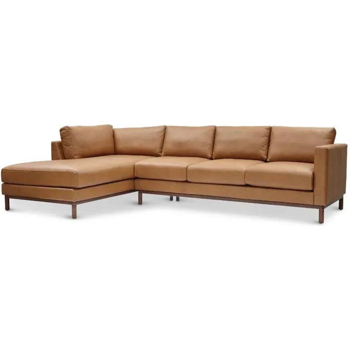 Burbank Large Leather Left Facing Sectional Sofa - LOOMLAN - One For Victory - Sectionals