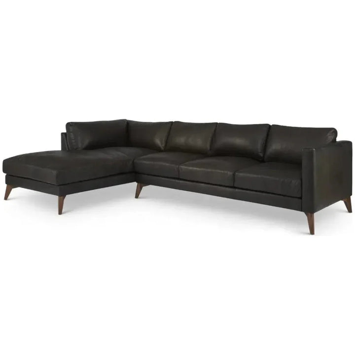 Burbank Large Leather Left Facing Sectional Sofa - LOOMLAN - One For Victory - Sectionals