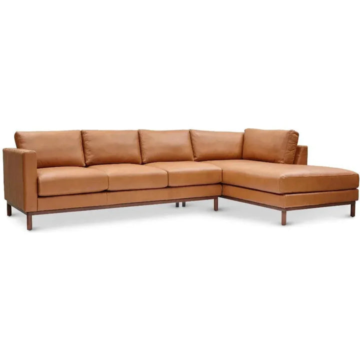 Burbank Large Leather Right Facing Sectional Sofa - LOOMLAN - One For Victory - Sectionals