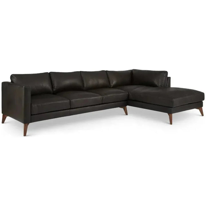 Burbank Large Leather Right Facing Sectional Sofa - LOOMLAN - One For Victory - Sectionals