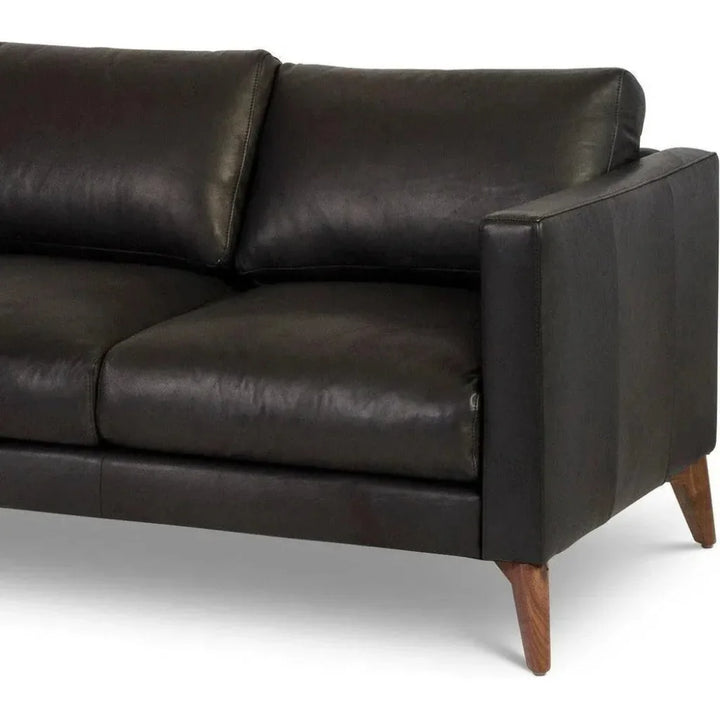 Burbank Small Leather Left Facing Sectional Sofa - LOOMLAN - One For Victory - Sectionals