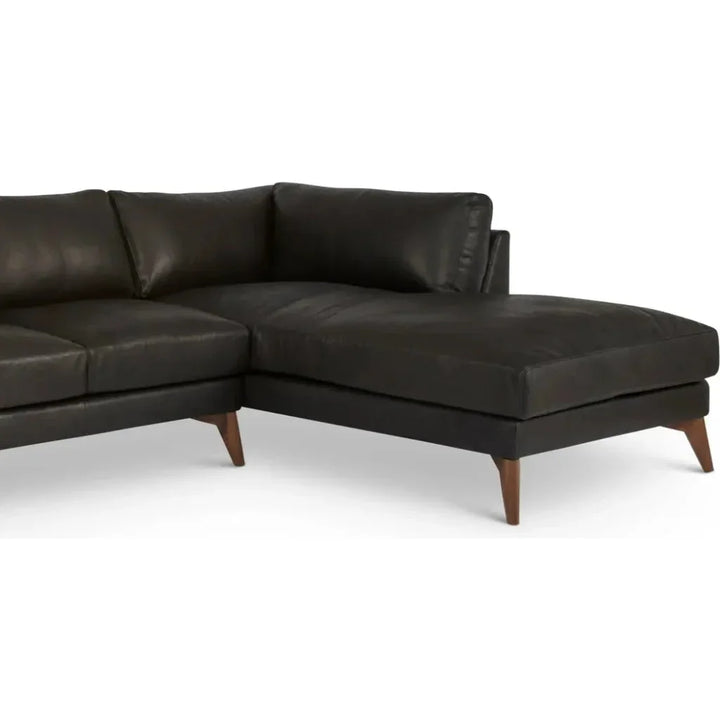 Burbank Small Leather Left Facing Sectional Sofa - LOOMLAN - One For Victory - Sectionals