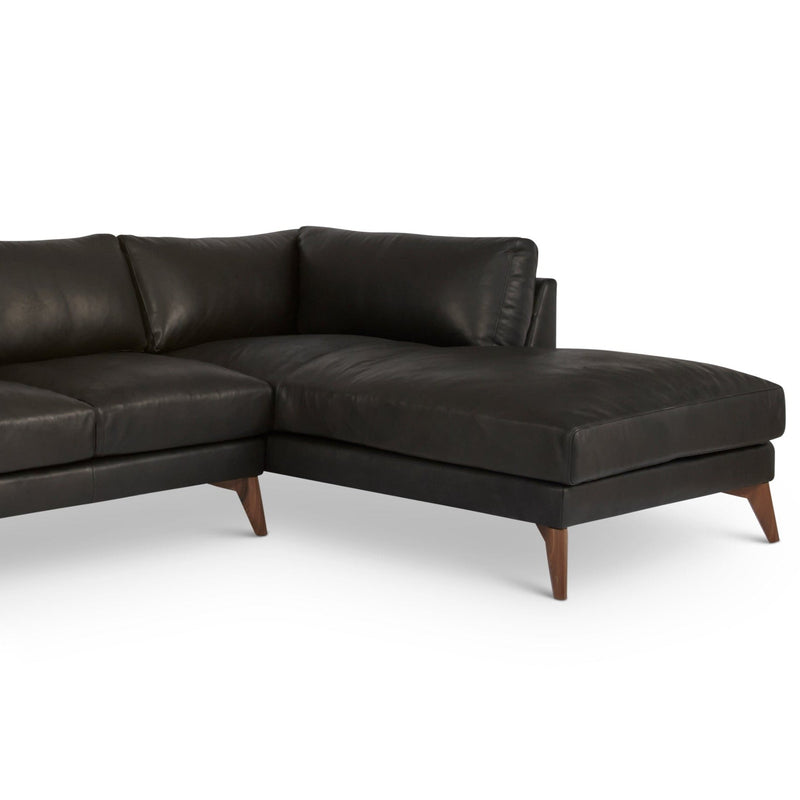 Burbank Small Leather Left Facing Sectional Sofa-Sectionals-One For Victory-LOOMLAN