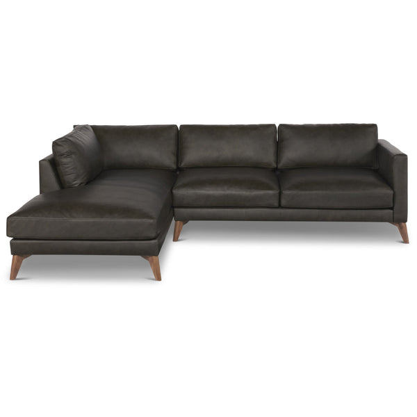 Burbank Small Leather Left Facing Sectional Sofa-Sectionals-One For Victory-LOOMLAN