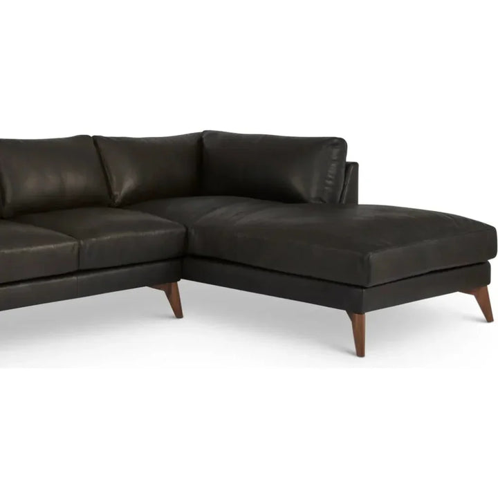 Burbank Small Leather Right Facing Sectional Sofa - LOOMLAN - One For Victory - Sectionals