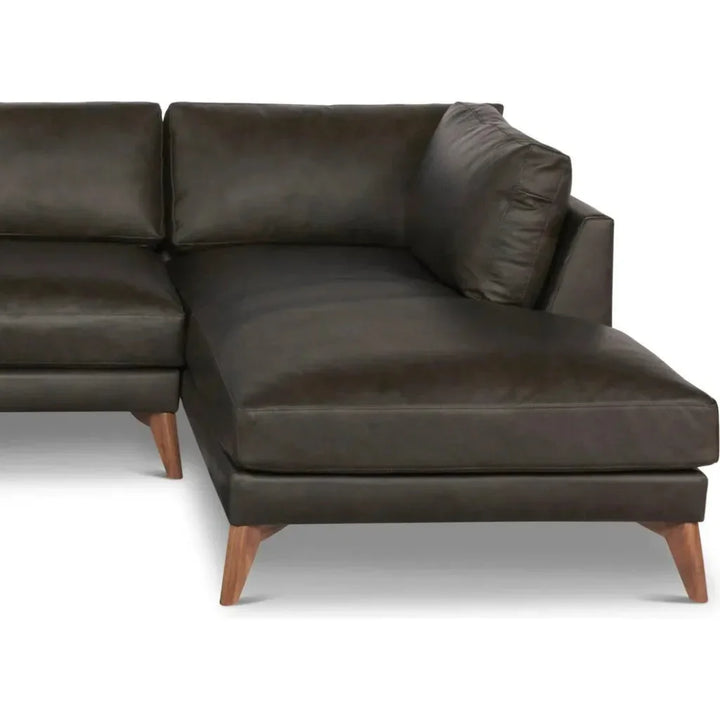 Burbank Small Leather Right Facing Sectional Sofa - LOOMLAN - One For Victory - Sectionals
