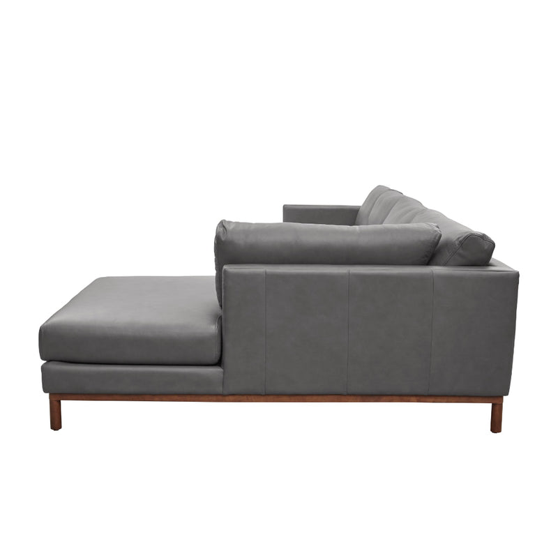 Burbank Small Leather Right Facing Sectional Sofa-Sectionals-One For Victory-LOOMLAN