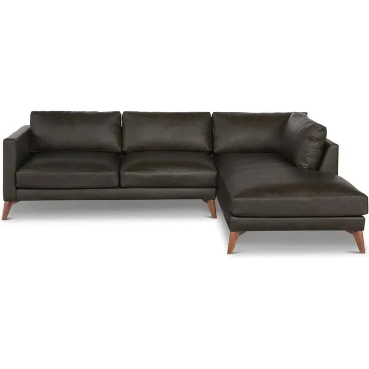 Burbank Small Leather Right Facing Sectional Sofa - LOOMLAN - One For Victory - Sectionals