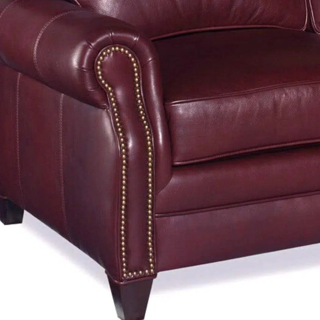 Burgundy Leather Sofa 3 Seater American Made